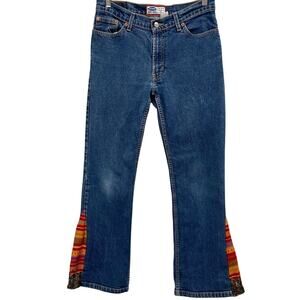 Vintage Y2K Reworked Ankle Jeans Colorful Knit Insert Bell Bottom Old Navy